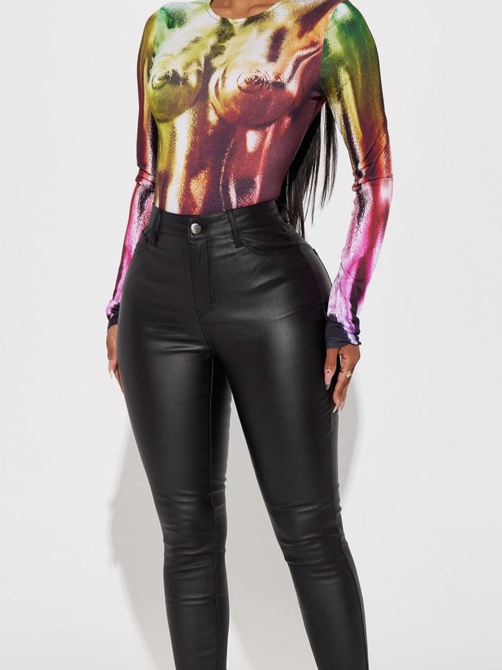 Fashion Nova Black Faux Leather High-Rise Pants
